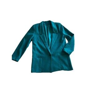 Vtg Wool Blazer Size 7/8 Turquoise Blue Preppy Button Closure